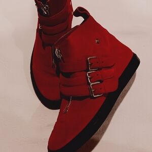 Tabitha Simmons Red High-Top Sneakers